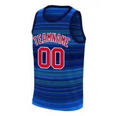 Navy Red White Gradient Fashion Basketball Jersey 3