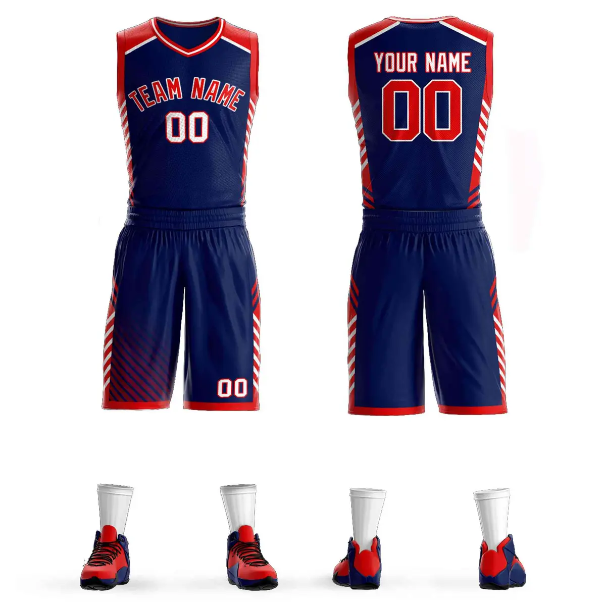 Navy Red-White Graffiti Bar Element Basketball Jersey