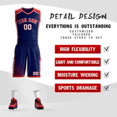 Navy Red-White Graffiti Bar Element Basketball Jersey 2