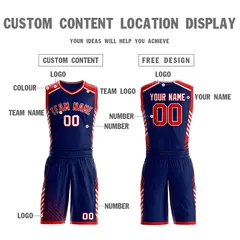 Navy Red-White Graffiti Bar Element Basketball Jersey 3