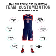 Navy Red-White Graffiti Bar Element Basketball Jersey 4
