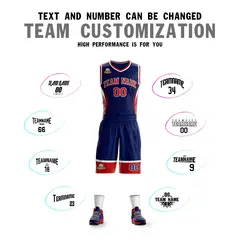 Navy Red-White Graffiti Lightning Basketball Jersey 4