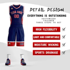 Navy Red-White Graffiti Lightning Basketball Jersey 2