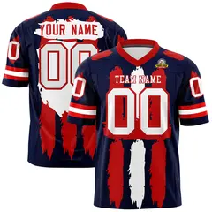 Navy Red White Graffiti Pattern Flag Football Jersey