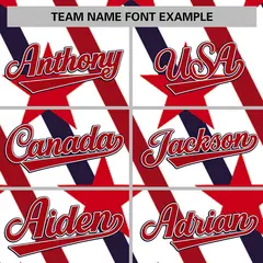 Navy Red-White Graffiti Pattern Full-Zip Letterman Bomber Jacket 5