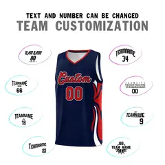 Navy Red-White Graffiti Side Curve Basketball Jersey Sets 4