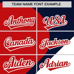 Navy Red-White Half Heart Color Block Baseball Jersey 3