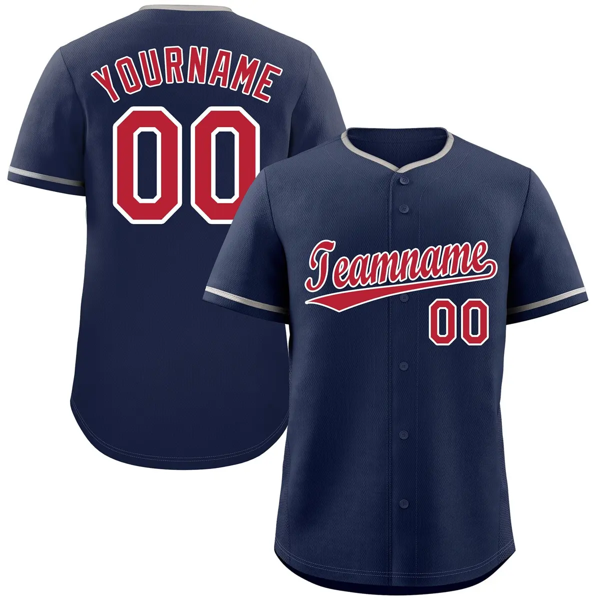 Navy Red-White Hook Classic Authentic Baseball Jersey