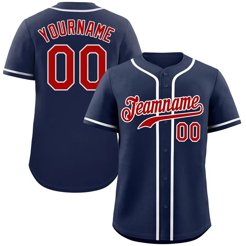 Navy Red-White Hook Classic Authentic Baseball Jersey