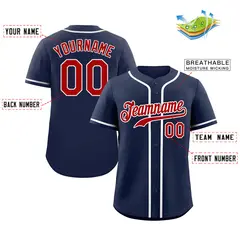 Navy Red-White Hook Classic Authentic Baseball Jersey 2