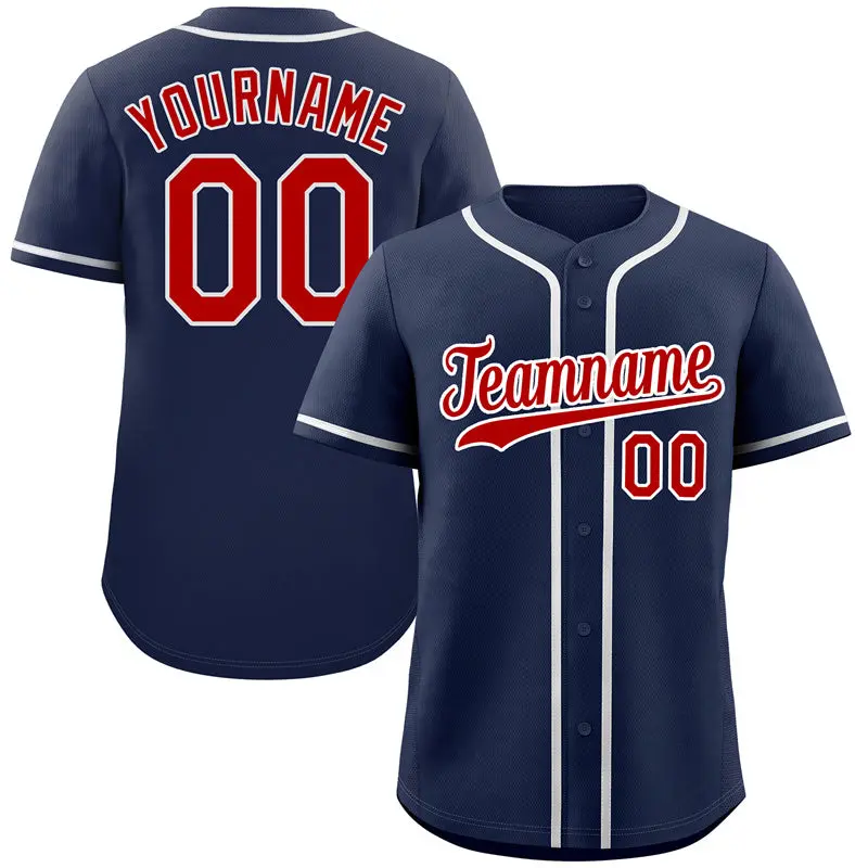 Navy Red-White Hook Classic Authentic Baseball Jersey