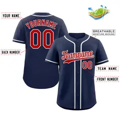 Navy Red-White Hook Classic Authentic Baseball Jersey 2