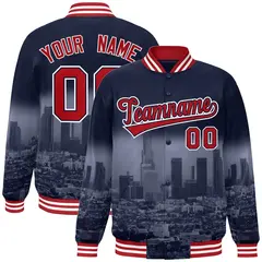 Navy Red-White Los Angeles Skyline Varsity Full-Snap Track Jacket 1