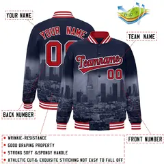 Navy Red-White Los Angeles Skyline Varsity Full-Snap Track Jacket 2