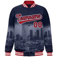 Navy Red-White Los Angeles Skyline Varsity Full-Snap Track Jacket 3