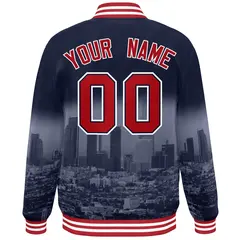 Navy Red-White Los Angeles Skyline Varsity Full-Snap Track Jacket 4