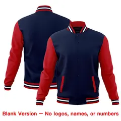 Navy Red White Raglan Sleeve Cotton Letterman Jacket 6