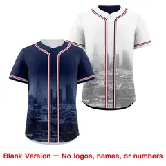 Navy Red White Reversible City Graffiti Baseball Jersey 8