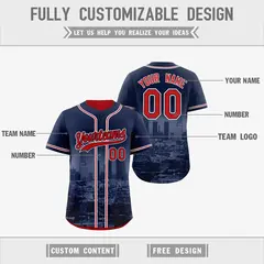 Navy Red White Reversible City Graffiti Stretch Baseball Jersey 3