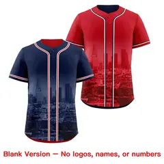 Navy Red White Reversible City Graffiti Stretch Baseball Jersey 8