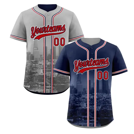 Navy Red White Reversible City Graffiti Wrinkle-Resistant Jersey