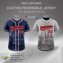 Navy Red White Reversible City Graffiti Wrinkle-Resistant Jersey 2