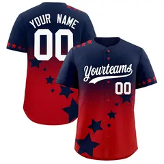 Navy Red White Rising Stars Gradient Fashion Baseball Jersey 1