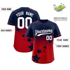 Navy Red White Rising Stars Gradient Fashion Baseball Jersey 2