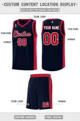 Navy Red-White Side Splash Basketball Uniform Jersey 2
