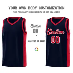 Navy Red-White Side Splash Basketball Uniform Jersey 3