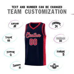 Navy Red-White Side Splash Basketball Uniform Jersey 4