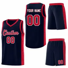 Navy Red-White Side Splash Basketball Uniform Jersey 6