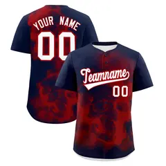 Navy Red White Skeleton Graffiti Lightweight Baseball Jersey 1