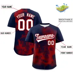 Navy Red White Skeleton Graffiti Lightweight Baseball Jersey 2