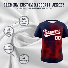 Navy Red White Skeleton Graffiti Lightweight Baseball Jersey 4