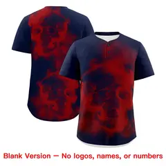 Navy Red White Skeleton Graffiti Lightweight Baseball Jersey 8