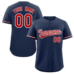 Navy Red-White Solid Classic Authentic Baseball Jersey 1
