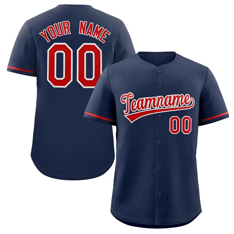 Navy Red-White Solid Classic Authentic Baseball Jersey