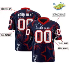 Navy Red-White Star Graffiti Authentic Football Jersey 2
