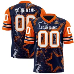 Navy Red White Star Pattern Authentic Football Jersey 1
