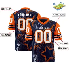 Navy Red White Star Pattern Authentic Football Jersey 2