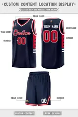 Navy Red-White Star Pattern Sports Basketball Jersey 2
