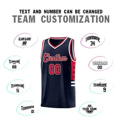 Navy Red-White Star Pattern Sports Basketball Jersey 3