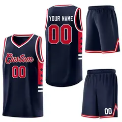 Navy Red-White Star Pattern Sports Basketball Jersey 5