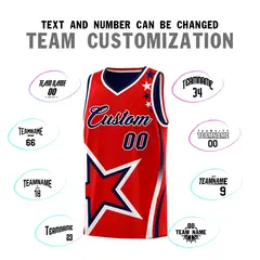 Navy Red White Star Series Reversible Basketball Jersey 4