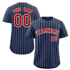 Navy Red-White Stripe Authentic Fashion Baseball Jersey