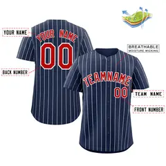 Navy Red-White Stripe Authentic Fashion Baseball Jersey 2