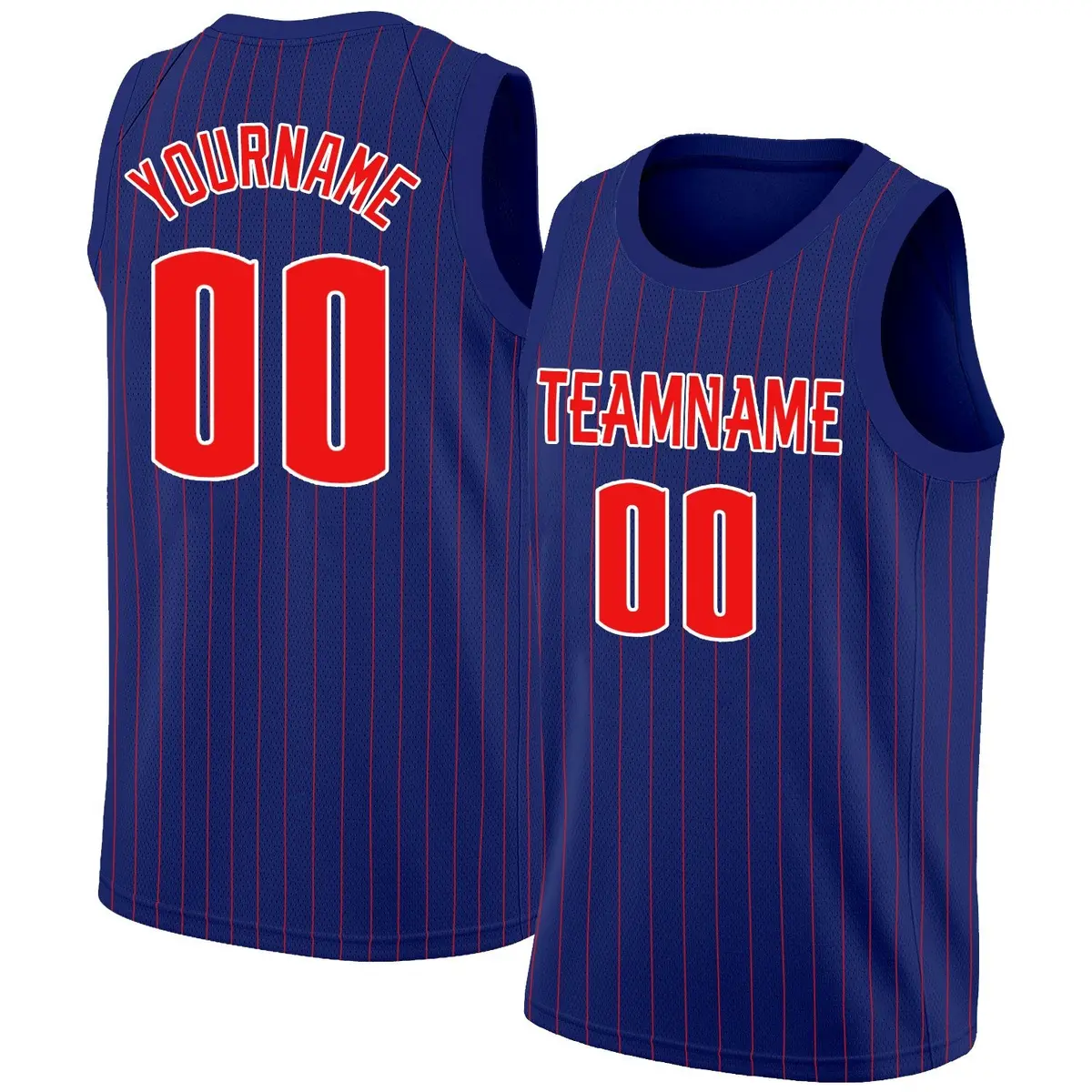Navy Red-White Stripe Fashion Basketball Jersey