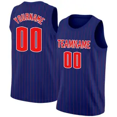 Navy Red-White Stripe Fashion Basketball Jersey