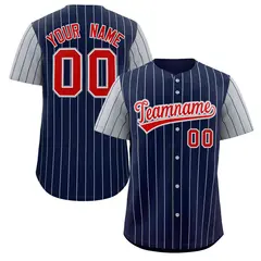 Navy Red-White Stripe Raglan Baseball Jersey 1